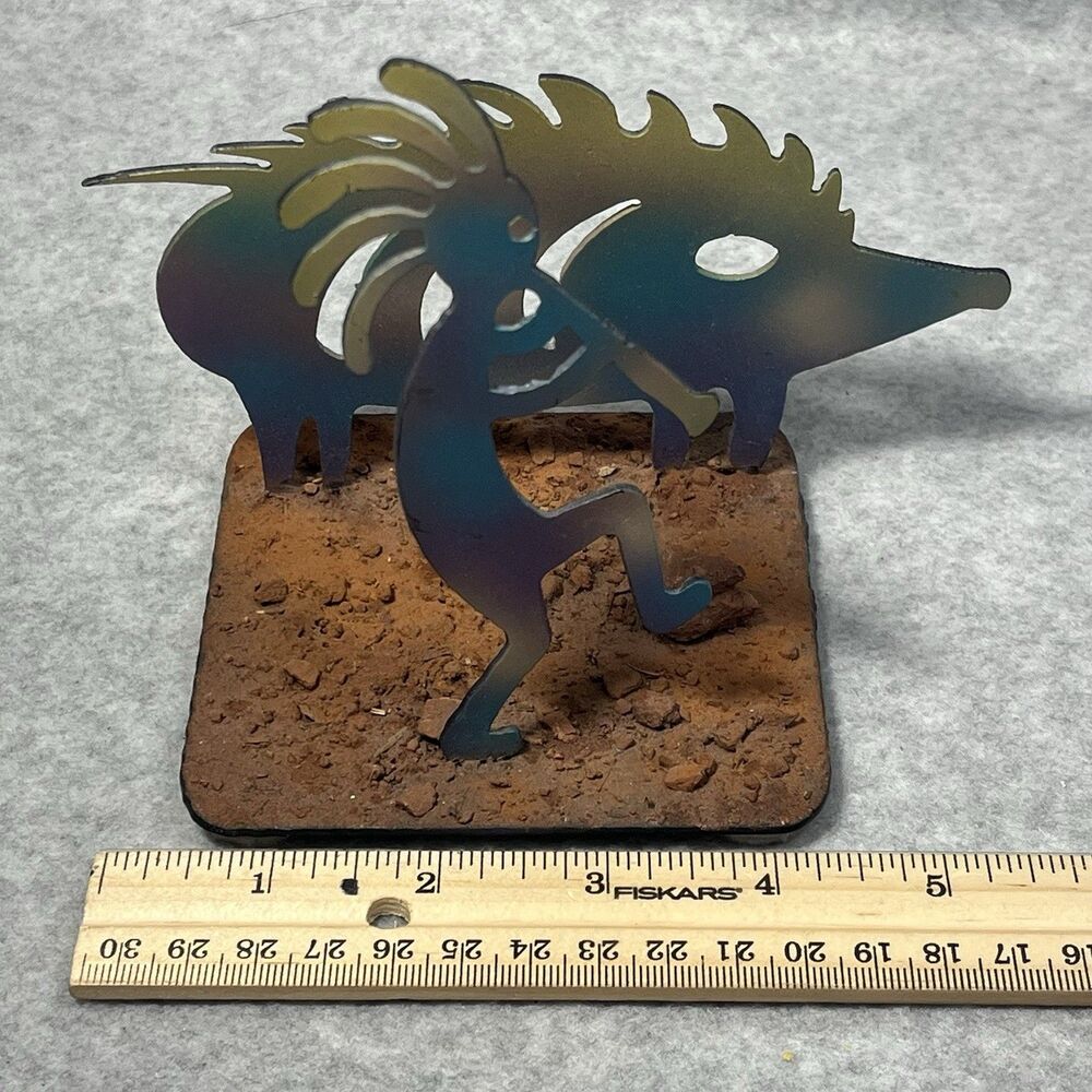 Kokopelli Javelina Southwestern Metal Art Multicolored‎ Desk Decor Desert Navajo - Picture 9 of 11
